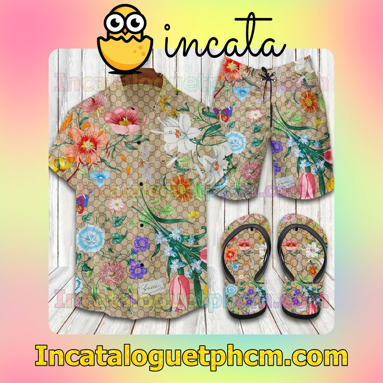 Gucci Floral Fabric Aloha Shirt And Shorts