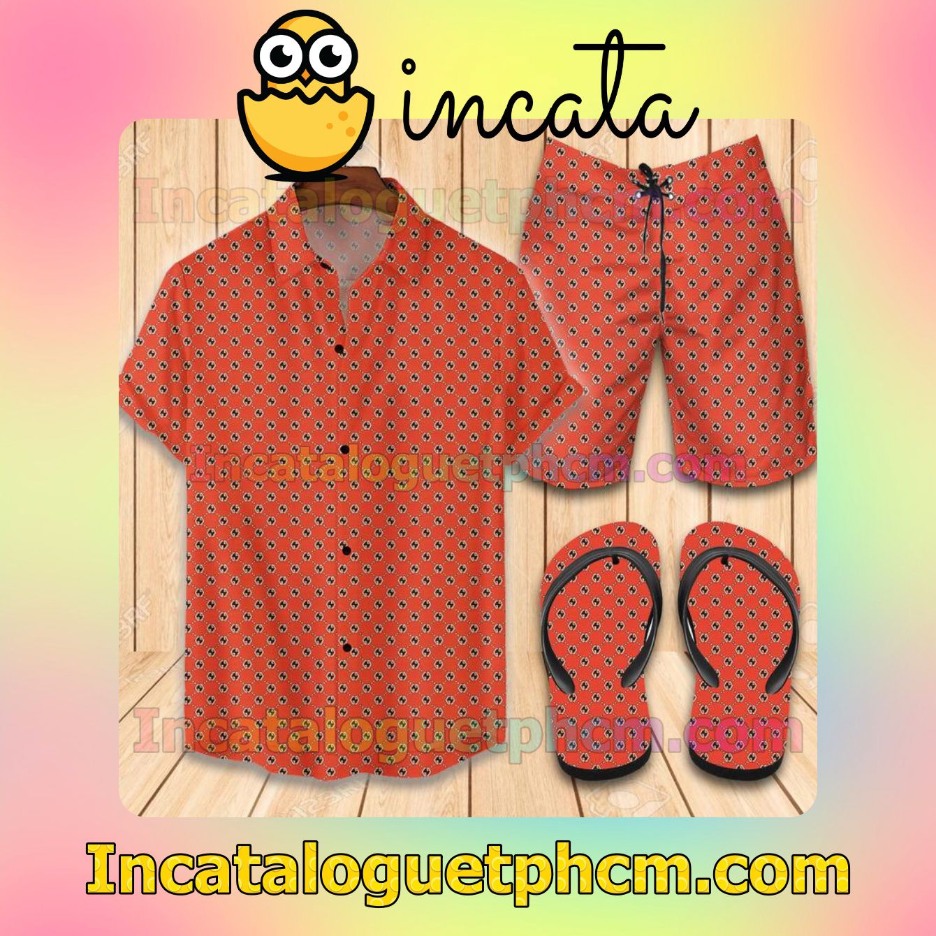 Gucci Red Aloha Shirt And Shorts