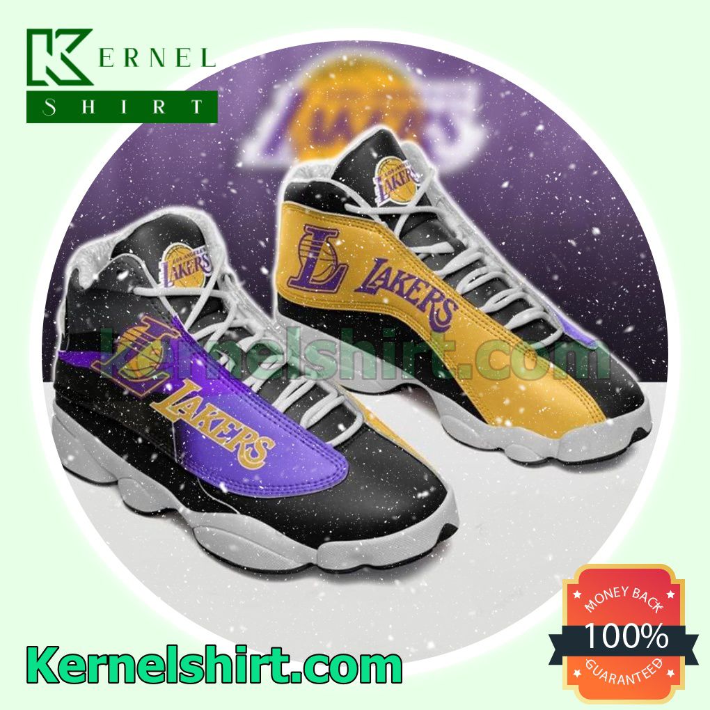 Los Angeles Lakers Basketball Team Black Yellow Nike Sneakers