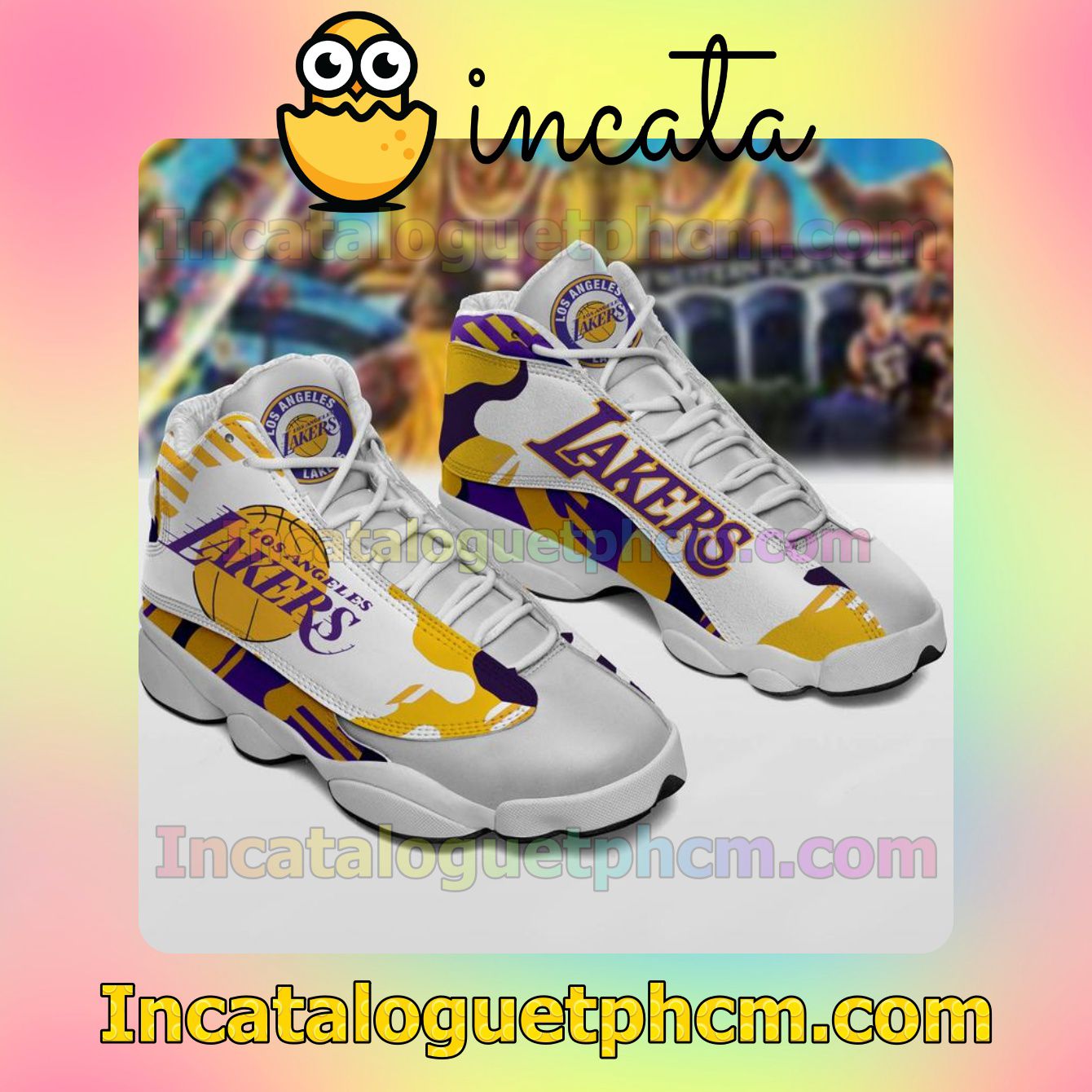 3D Los Angeles Lakers White Purple Jordans