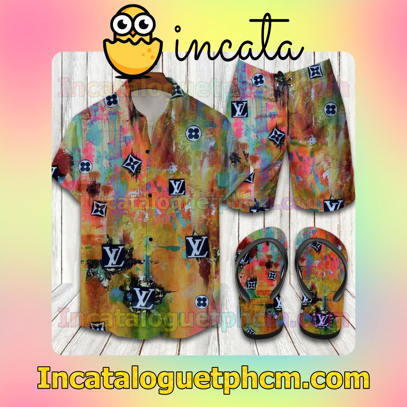 Father’s Day Gift Louis Vuitton Fun Color Aloha Shirt And Shorts