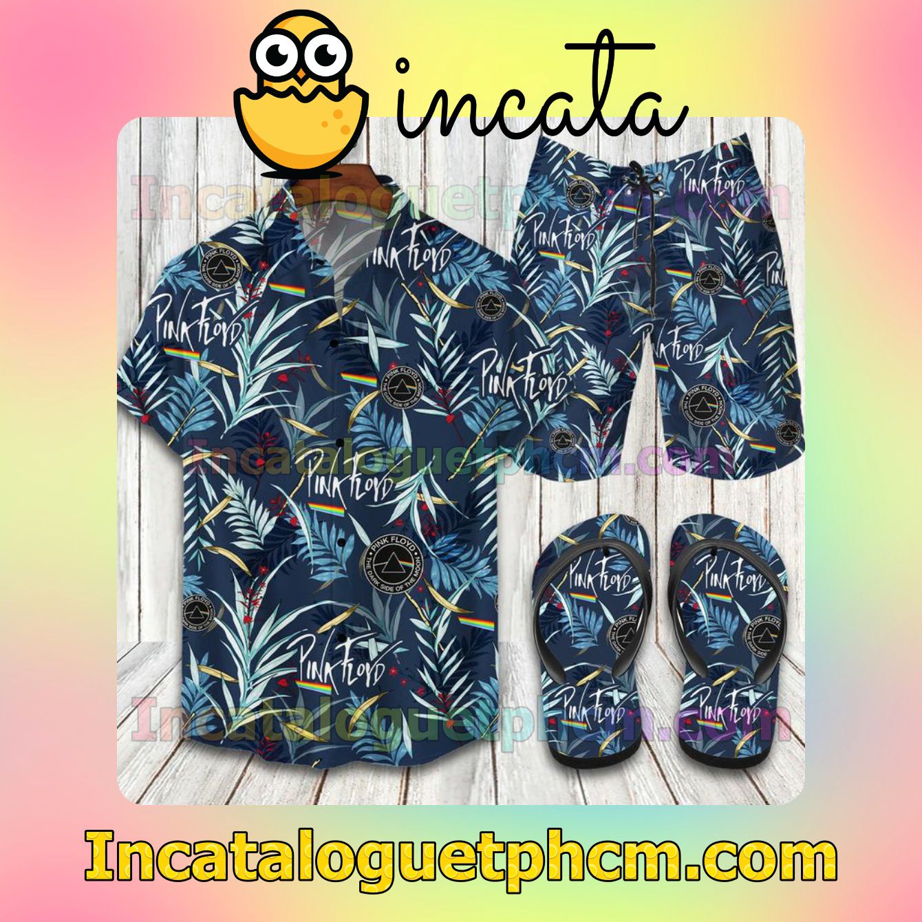Pink Floyd Aloha Shirt And Shorts