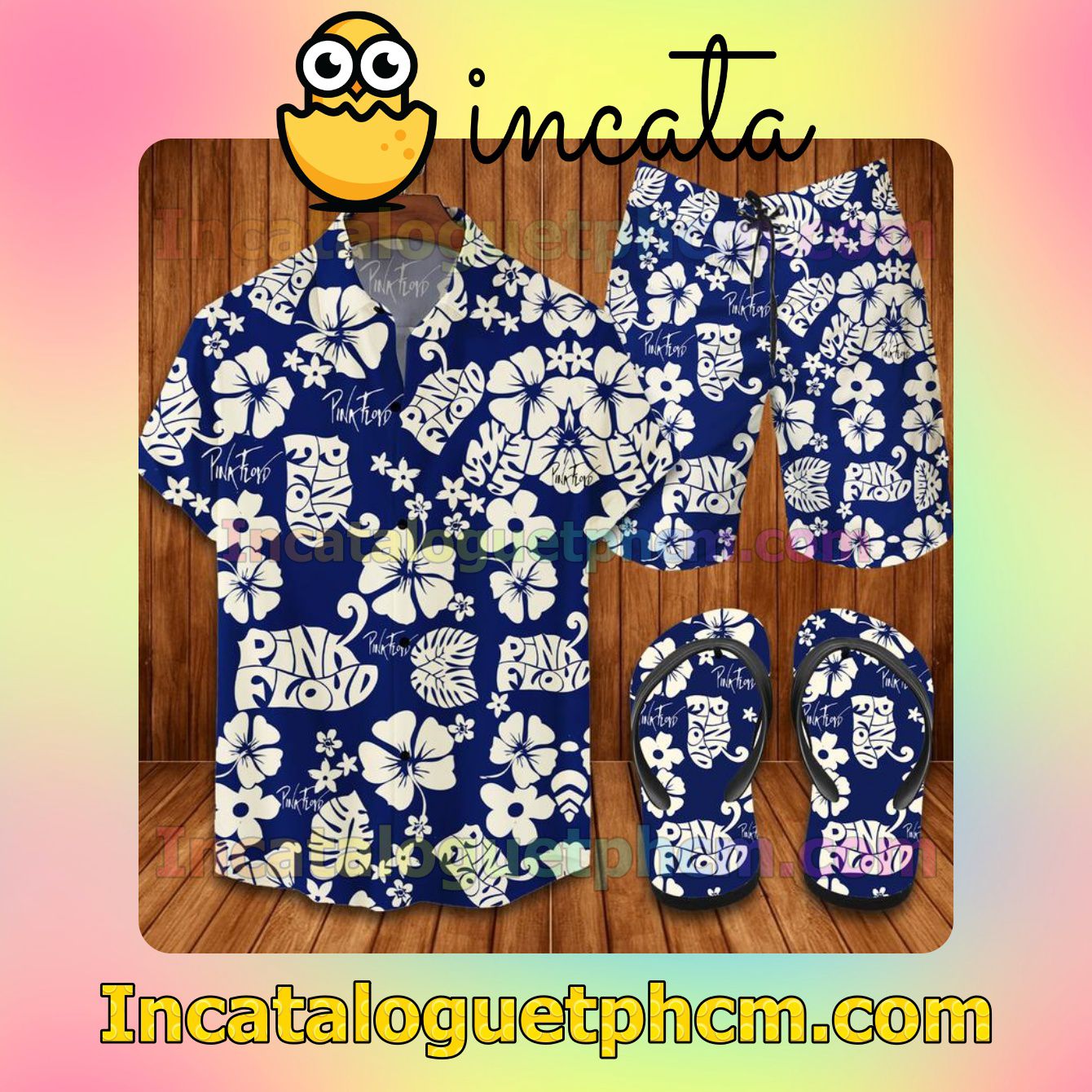 Pink Floyd Flower Aloha Shirt And Shorts