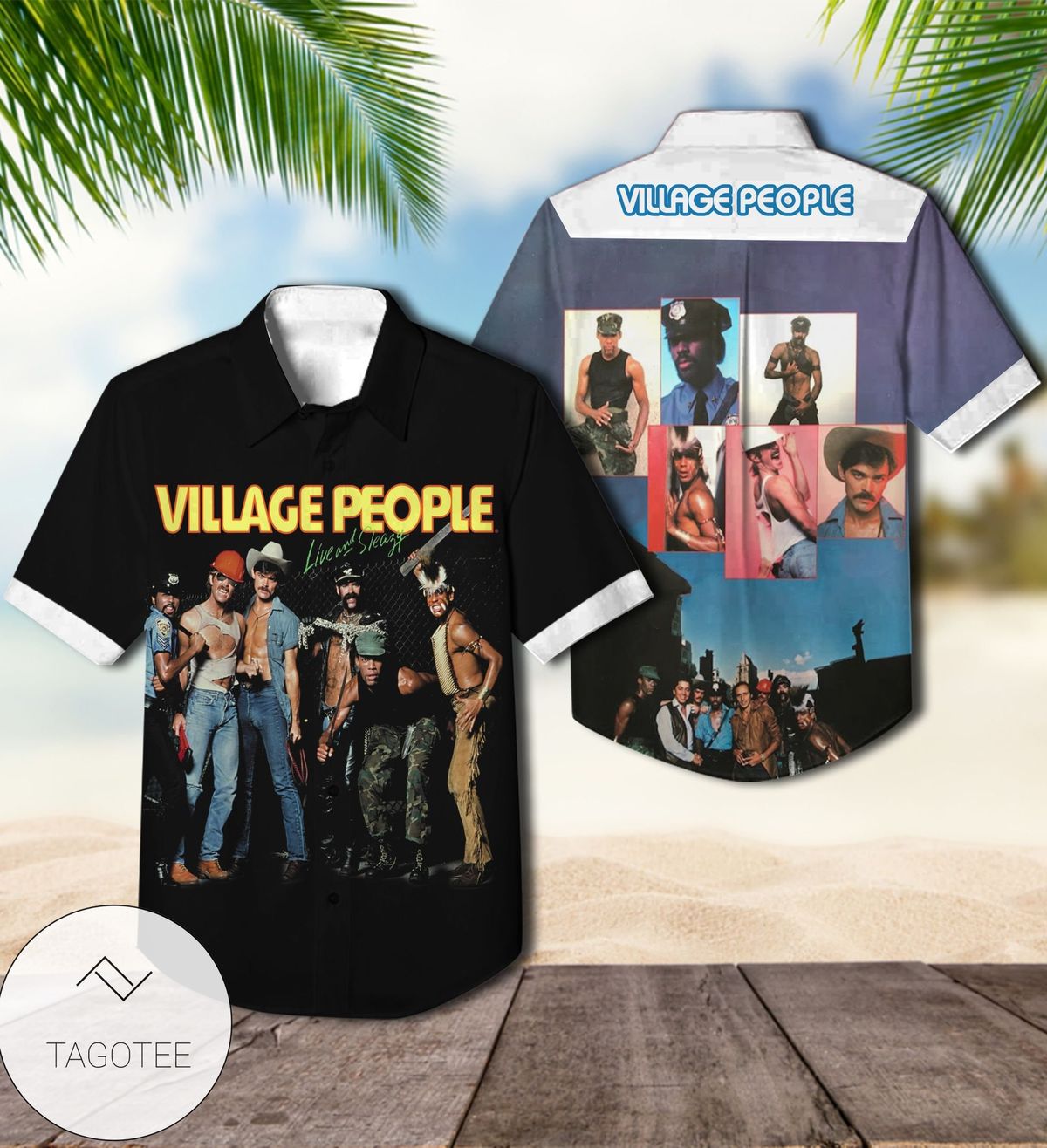 Village People Live And Sleazy Album Cover Hawaiian Shirt