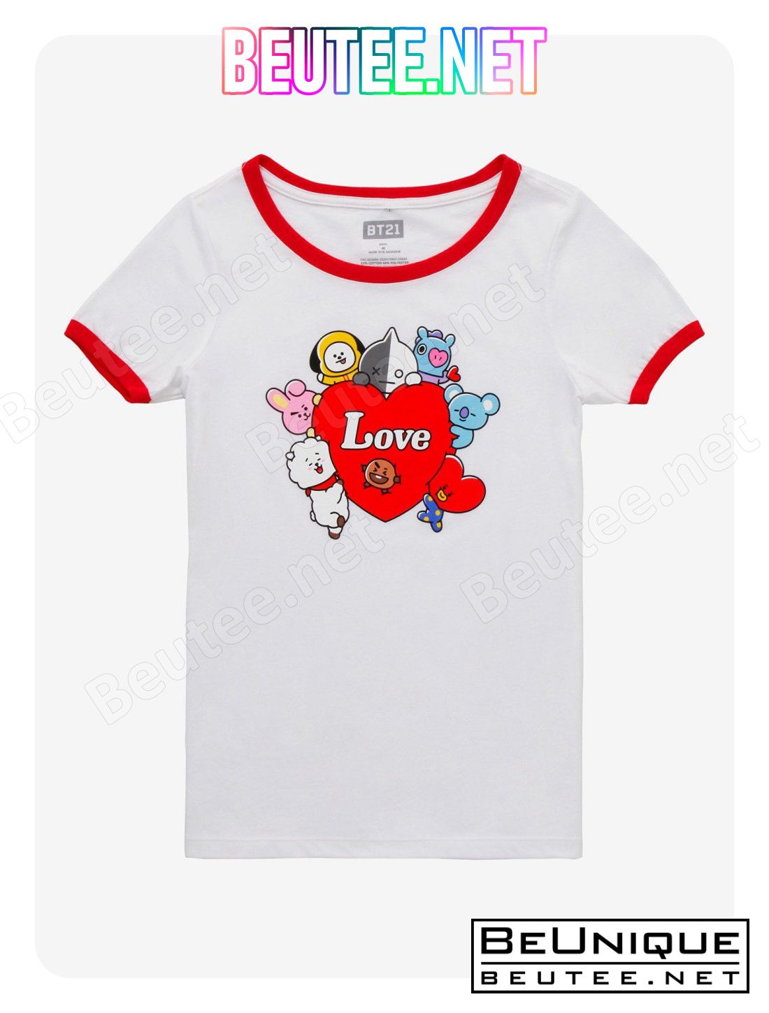 BT21 Love Heart Girls Ringer T-Shirt