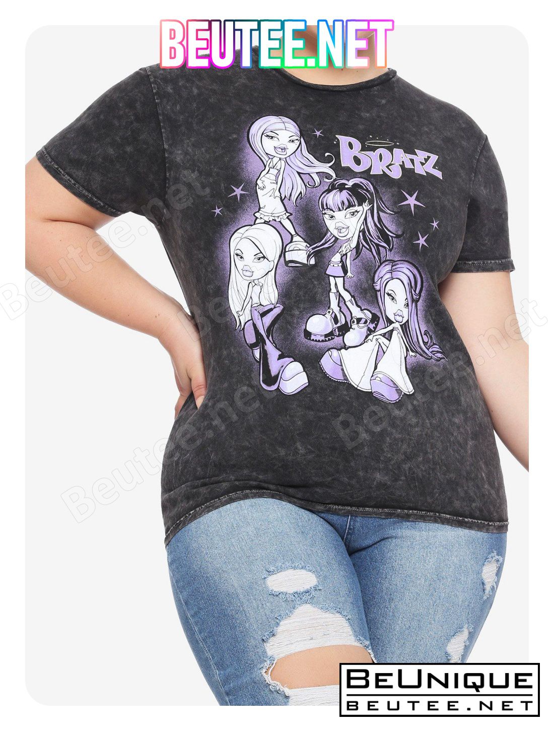 Bratz Purple Tonal Wash Boyfriend Fit Girls T-Shirt