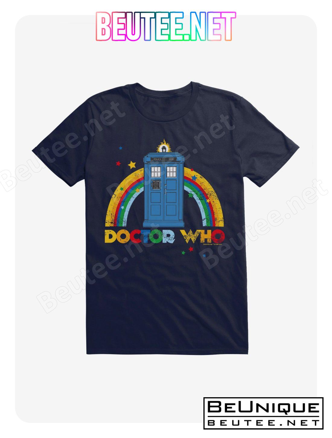 Doctor Who Thirteenth Doctor TARDIS Distressed Rainbow T-Shirt