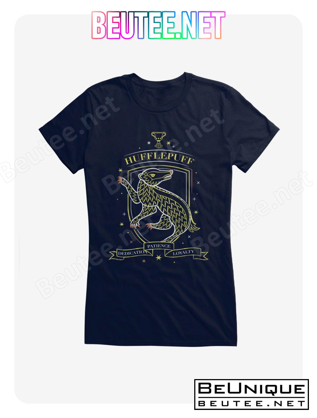 Hary Potter Hufflepuff Sketch Shield Girls T-Shirt