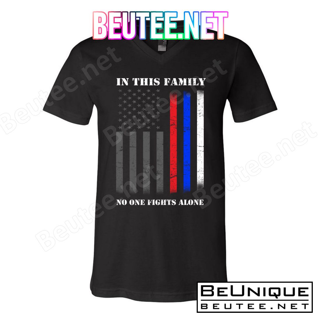 In This Family No One Fights Alone Hero Flag T-Shirts