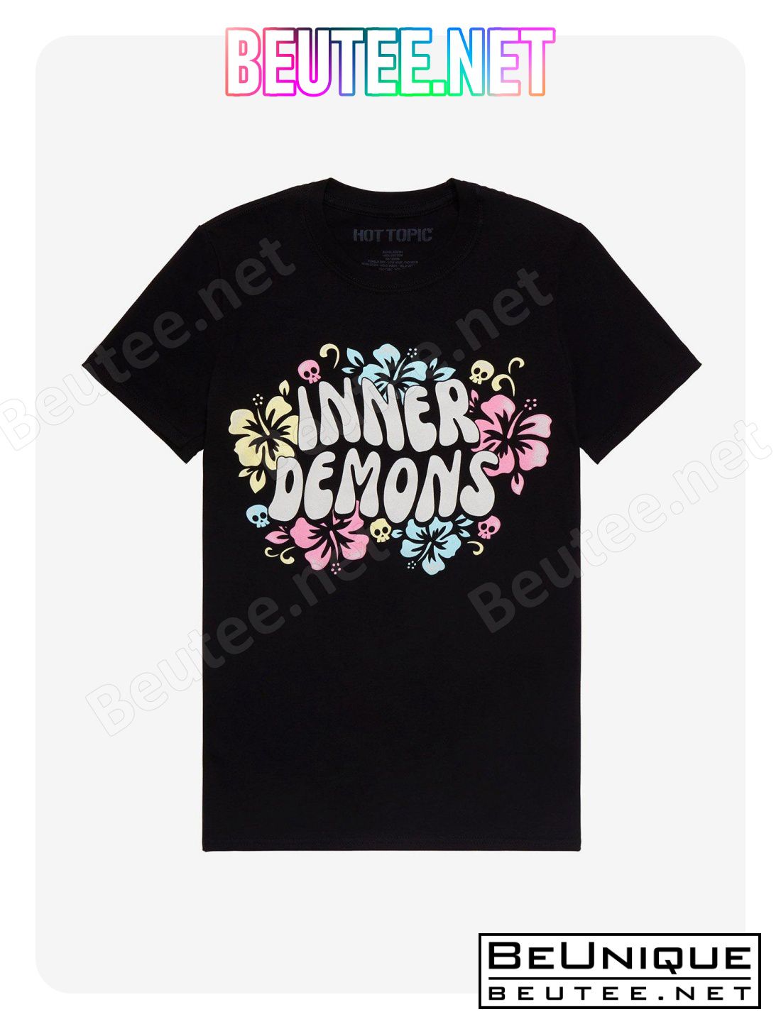 Inner Demons Floral Boyfriend Fit Girls T-Shirt