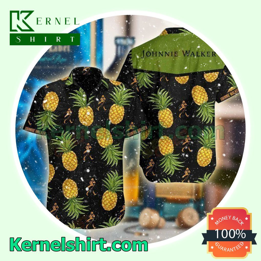 Johnnie Walker Pineapple Black Beach Shirt