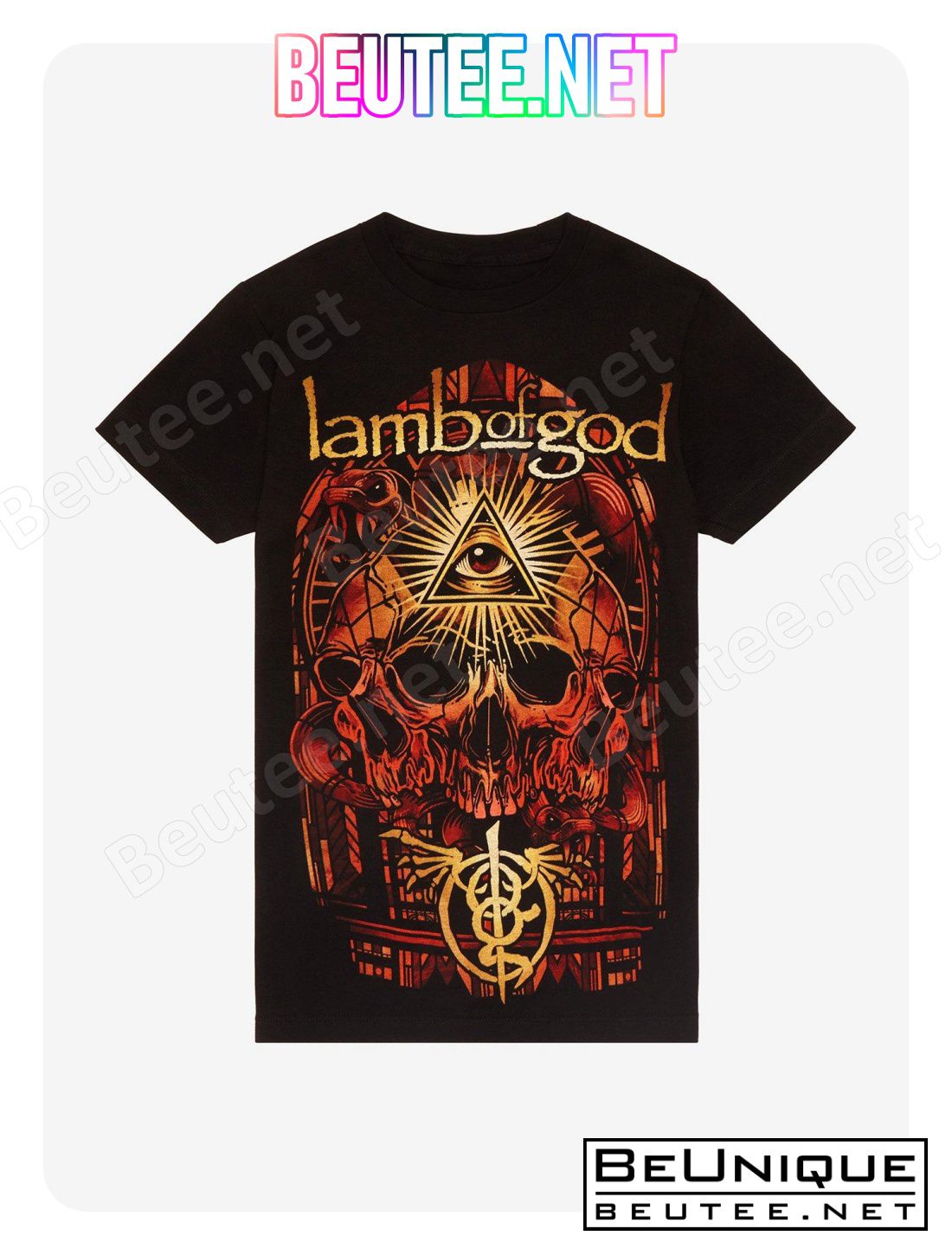 Lamb Of God Skull Stained Glass Boyfriend Fit Girls T-Shirt