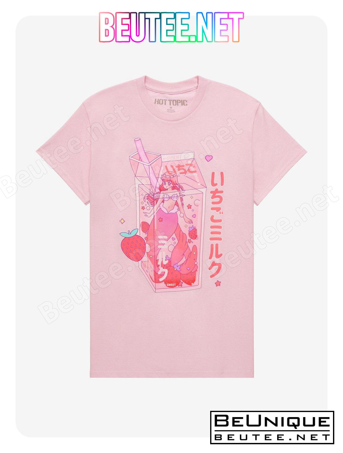 Mermaid Strawberry Drink Boyfriend Fit Girls T-Shirt