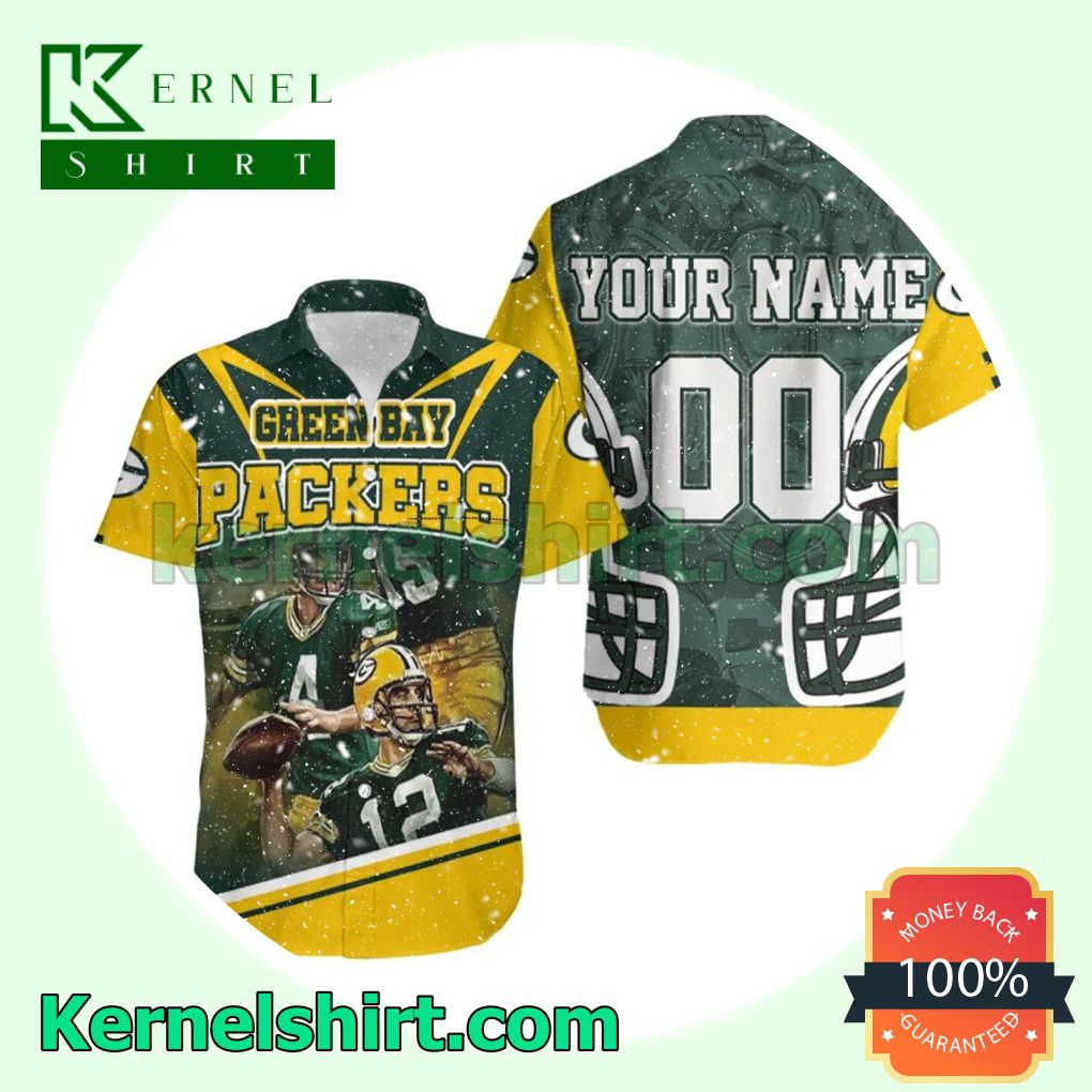 Personalized Green Bay Packers Aaron Rodgers Brett Favre Juwann Winfree Great Players Beach Shirt