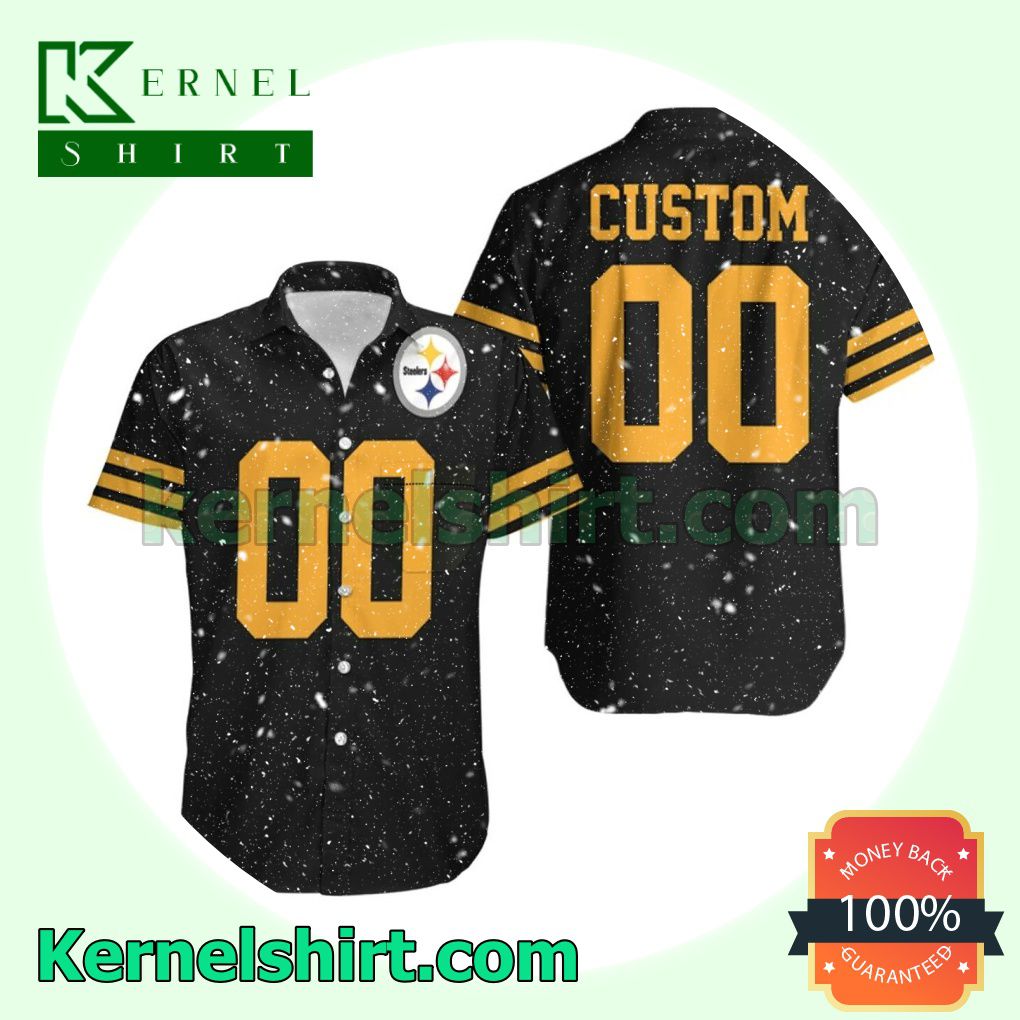 Personalized Pittsburgh Steelers Black Jersey Inspired Style Beach Shirt