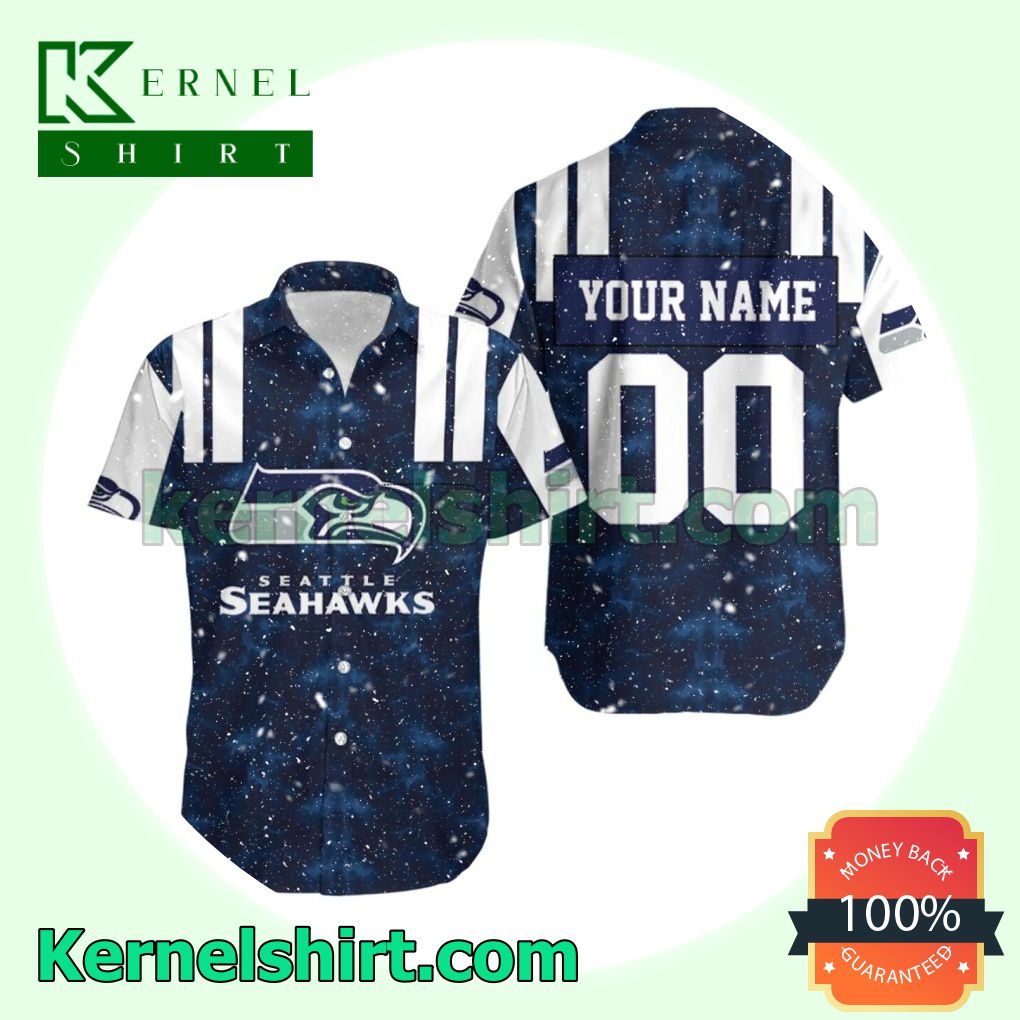 Personalized Seattle Seahawks Nfl For Seahawks Navy Galaxy Beach Shirt