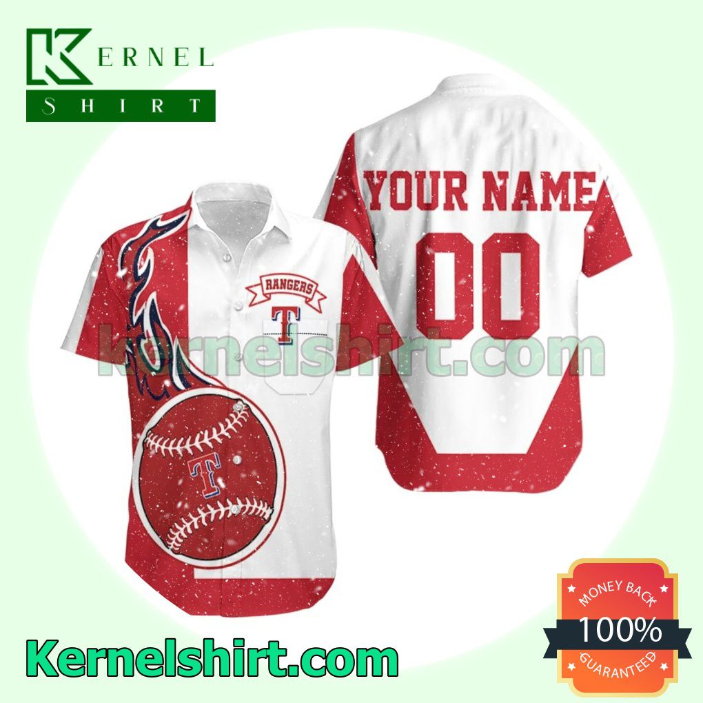 Personalized Texas Rangers Red And White Beach Shirt
