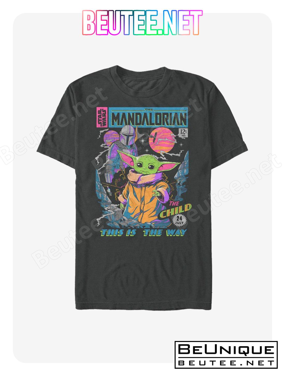 Star Wars The Mandalorian The Child Neon Poster T-Shirt