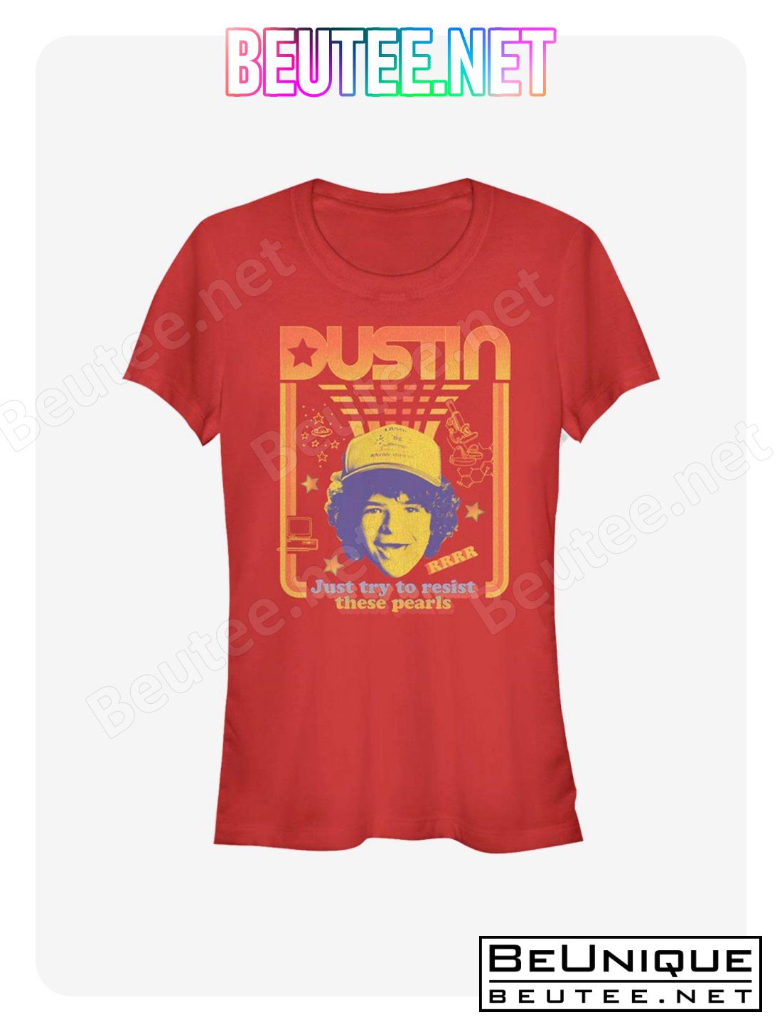 Stranger Things Dustin Resist The Pearls Girls T-Shirt