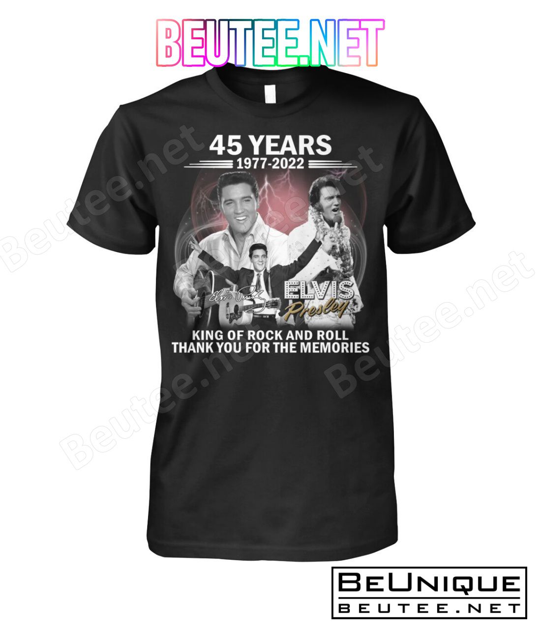 45 Years 1977-2022 Elvis Presley King Of Rock And Roll Thank You For The Memories Shirt
