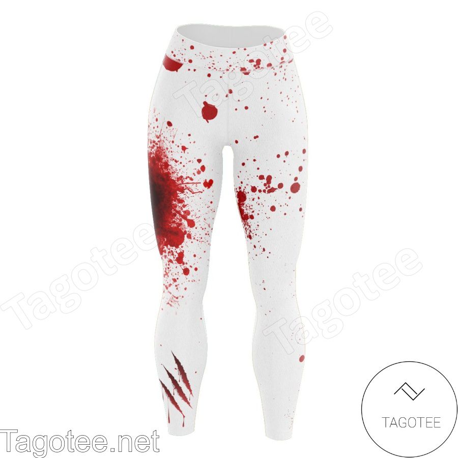 Blood Stain Claw Scratch White Leggings