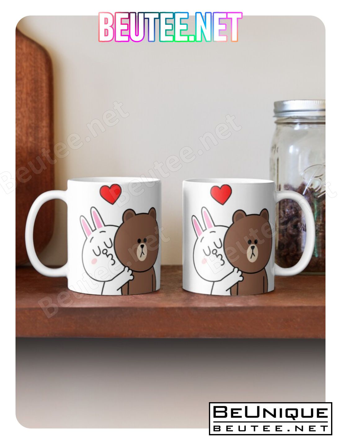 Brown Bear And Cony A Kiss 4 U Coffee Mug