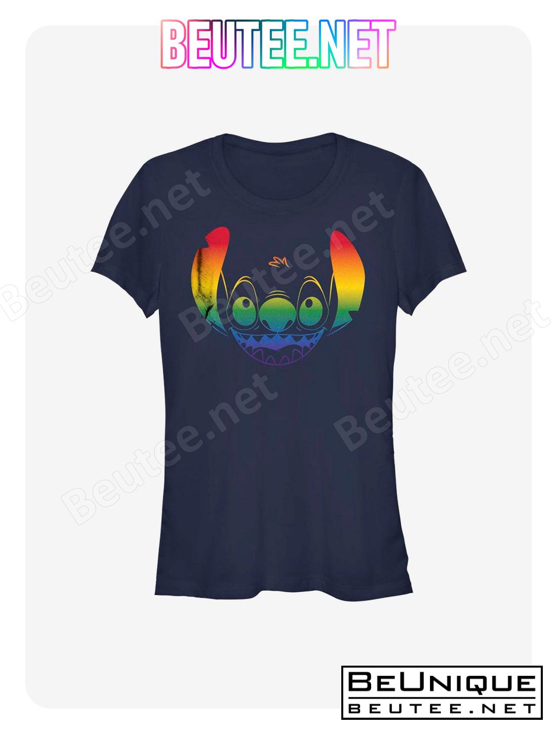 Disney Lilo & Stitch Stitch Face Rainbow Pride T-Shirt