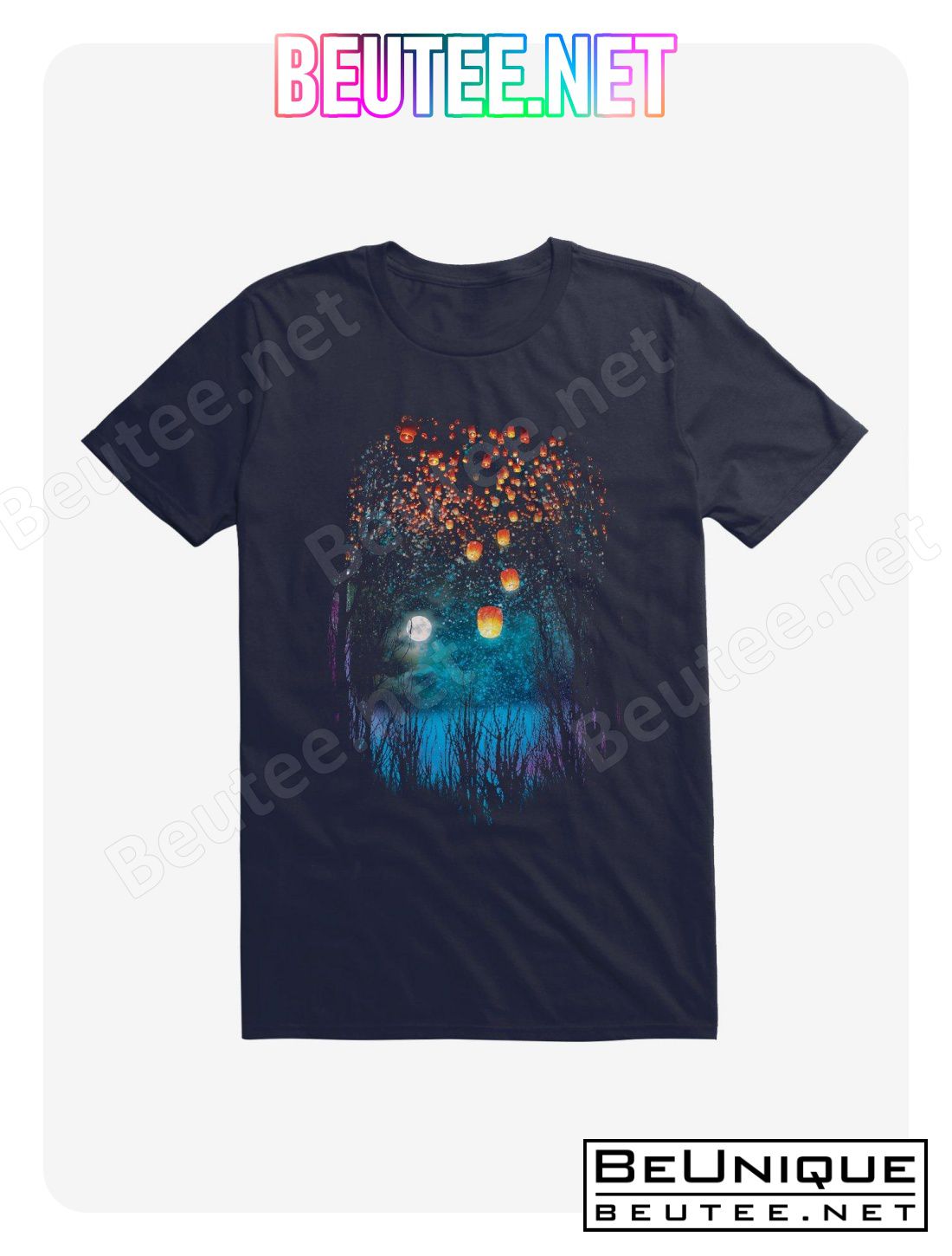 Hope In The Sky Lanterns Navy Blue T-Shirt