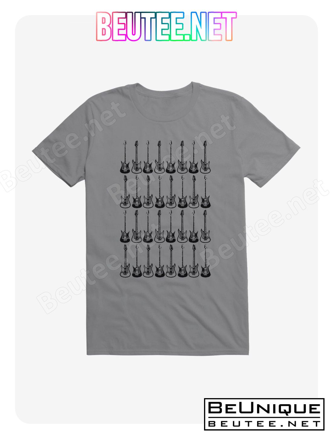 ICreate Black And White Guitar Rows T-Shirt