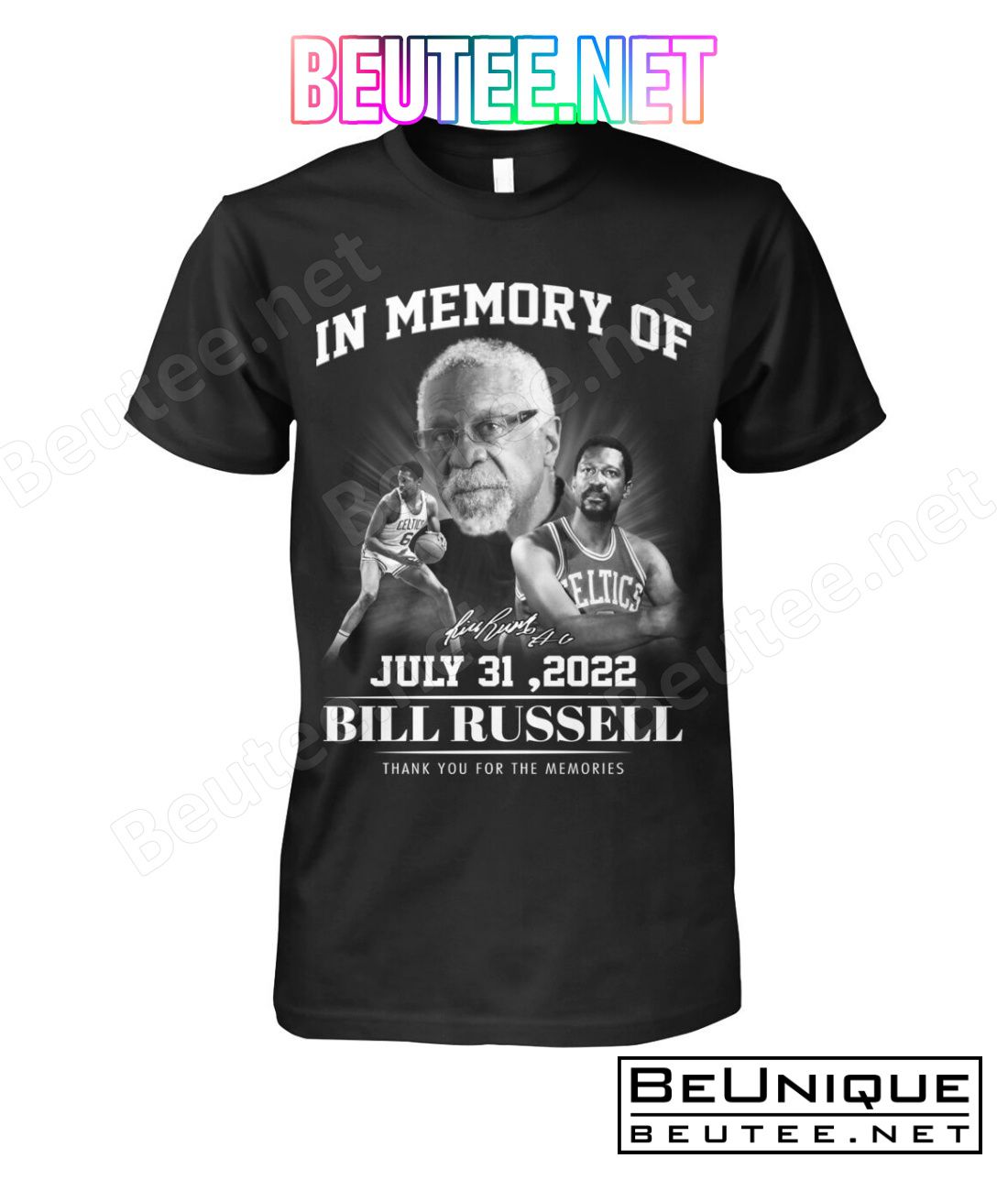 In Memory Of July 31 2022 Bill Russell Thank You For The Memories Signature Shirt