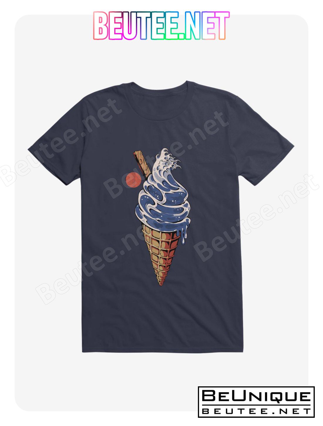 Japanese Great Ice Cream Navy Blue T-Shirt