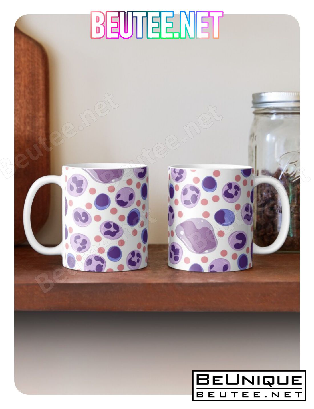 Large White Blood Cell Pattern Coffee Mug