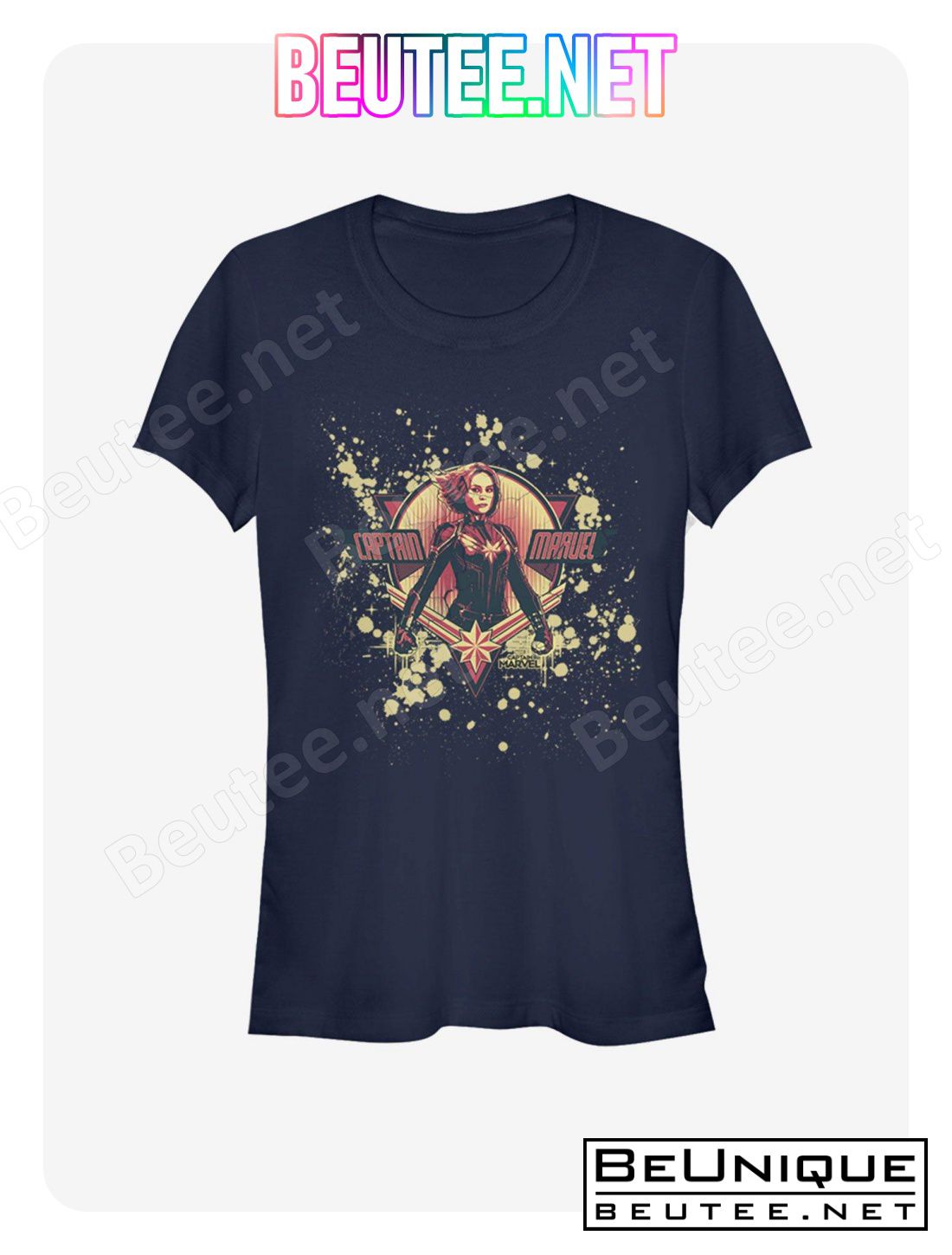 Marvel Captain Marvel Splatter Logo T-Shirt