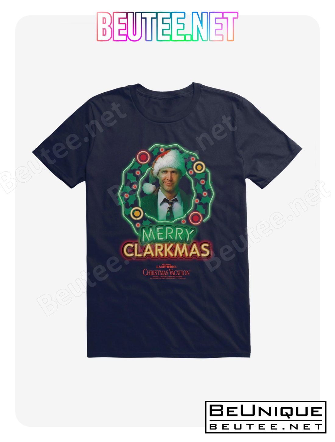National Lampoon's Christmas Vacation Merry Clarkmas Neon Lights T-Shirt