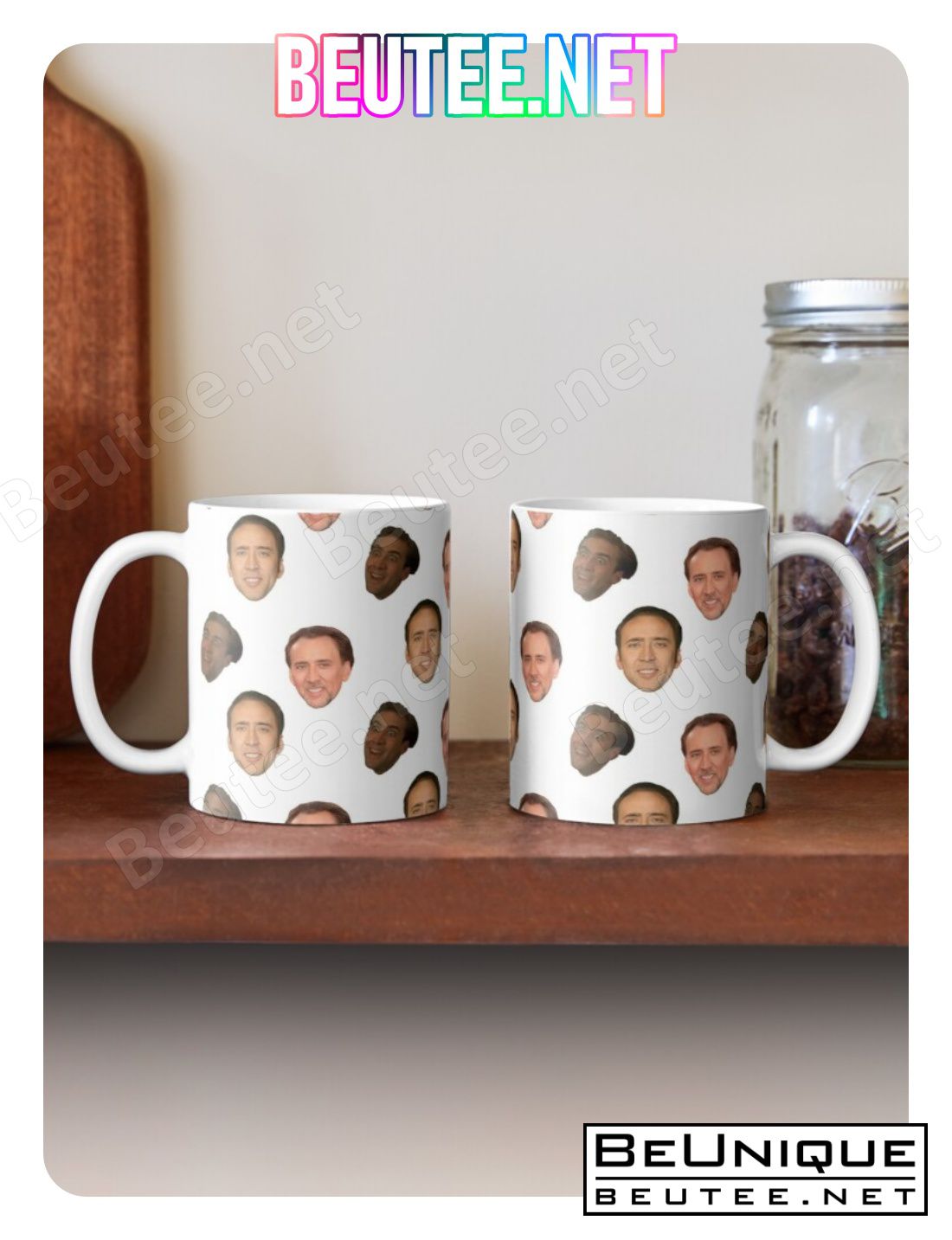 Nicholas Cage Pattern Coffee Mug