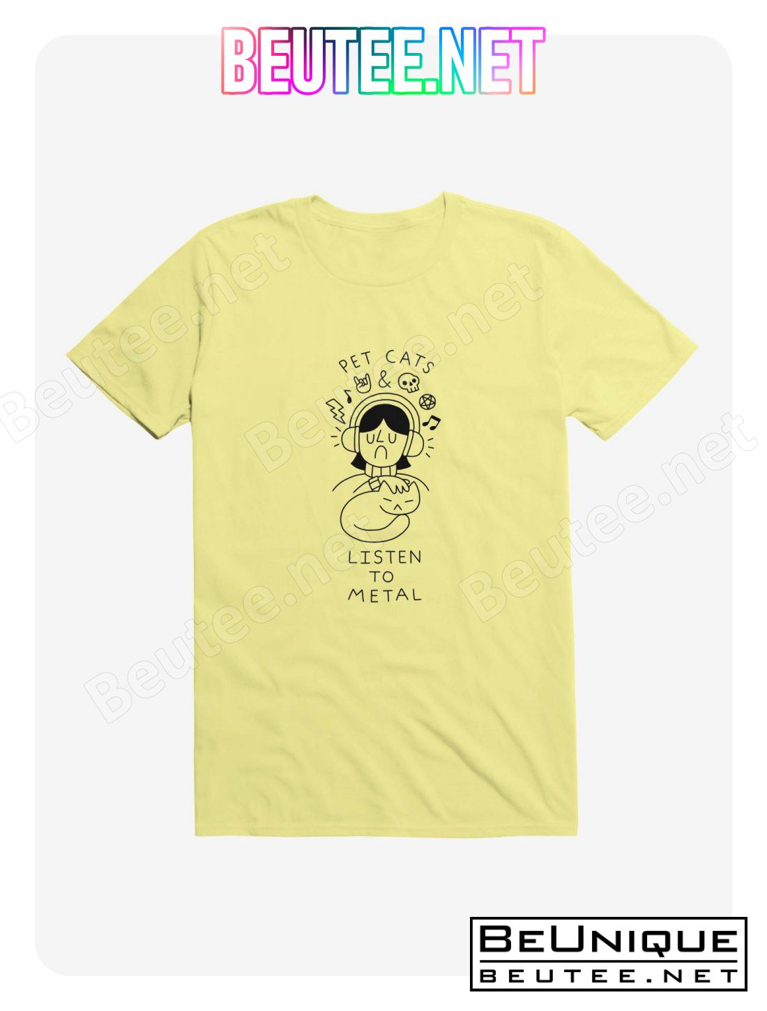 Pet Cats & Listen To Metal Yellow T-Shirt