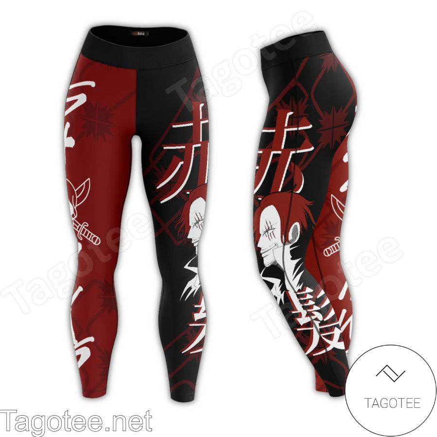 Shanks One Piece Anime Black And Red Leggings