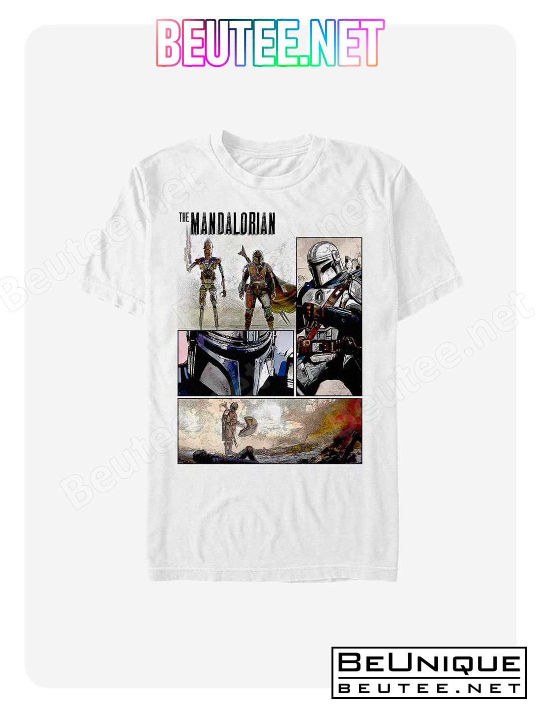Star Wars The Mandalorian Comic Book Panel T-Shirt