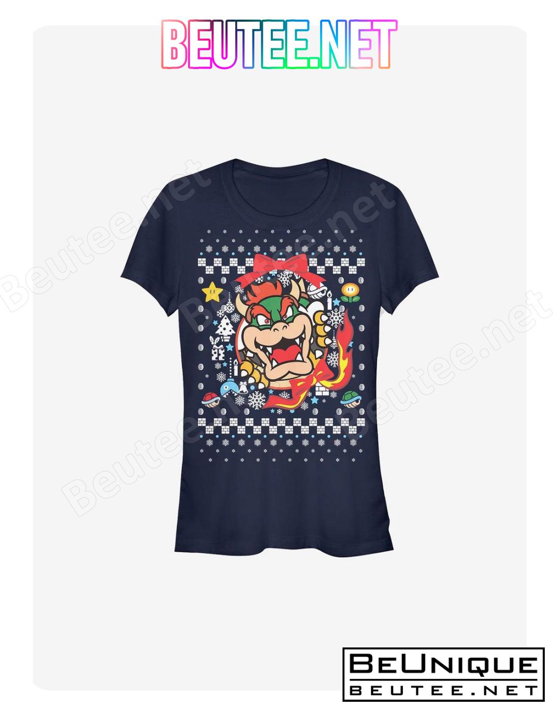 Super Mario Bowser Wreath Ugly Christmas Sweater T-Shirt