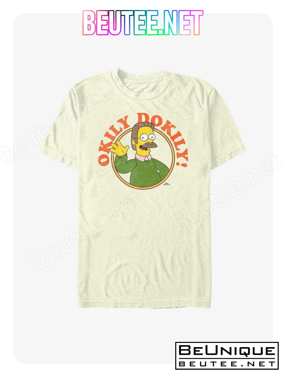 The Simpsons Okily Dokily Flanders Dad Circle T-Shirt