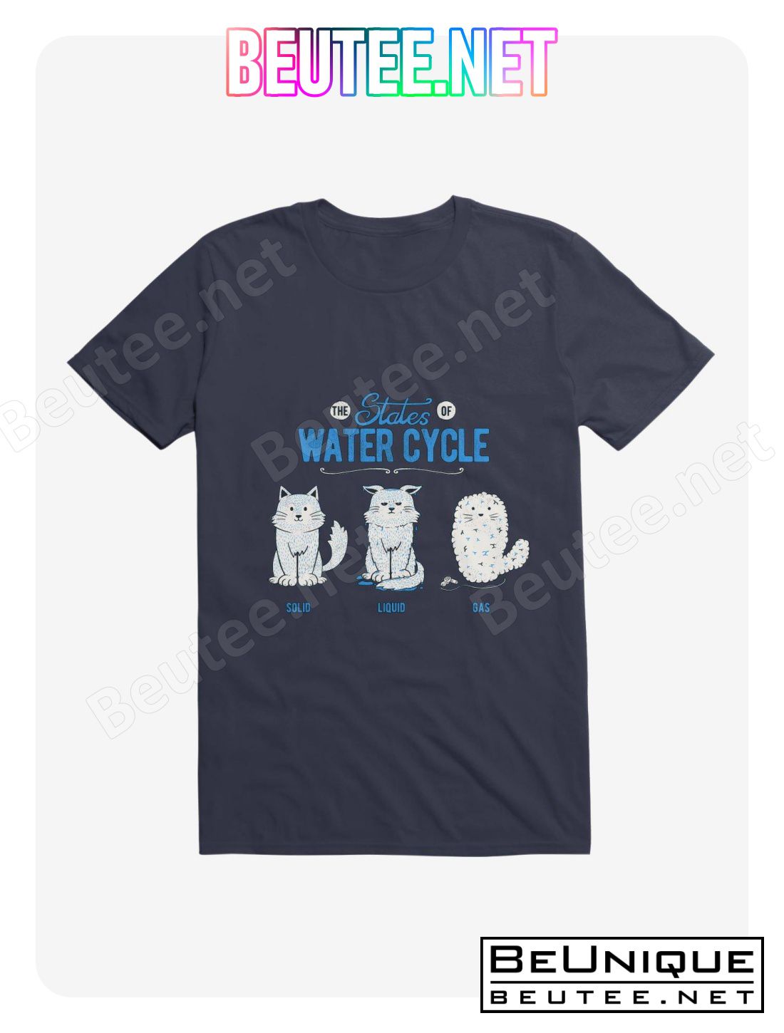 The States Of The Water Cycle Cat T-Shirt
